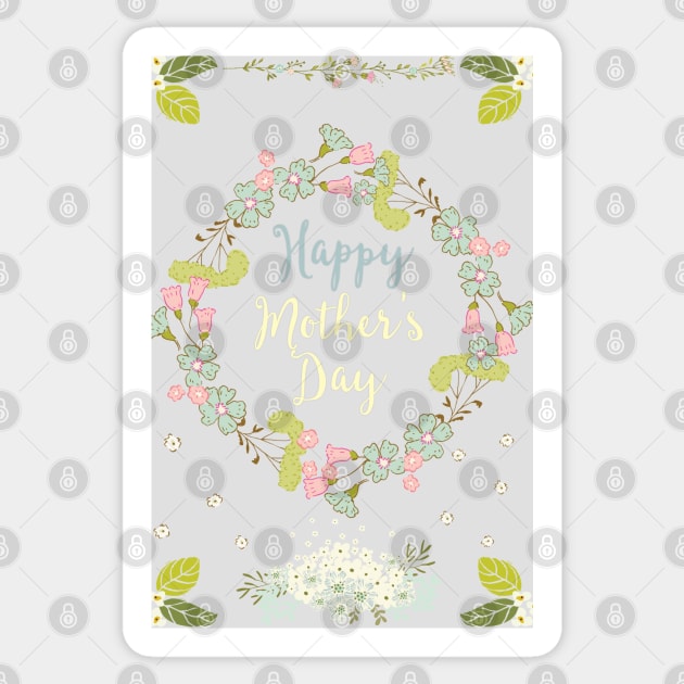 Happy Mother's Day 2021 - Cute Floral Greetings Card for Mother - Whimsical Art Sticker by Alice_creates